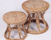 Boho Rattan Chair Plant Stand Ottoman Kids stool sidetable Boho decor vanity stool natural color