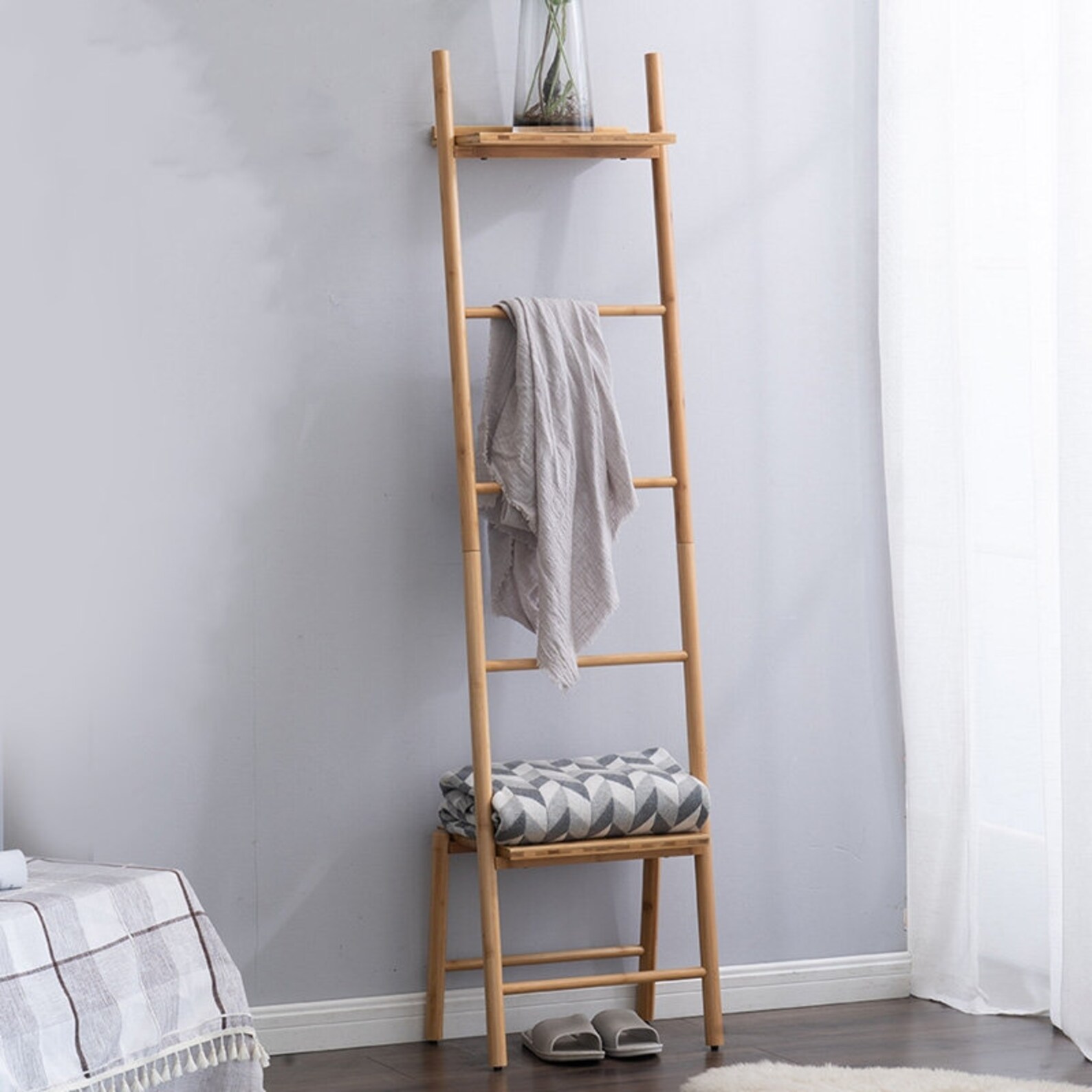 Envío libre escalera de manta de madera organizador de baño | Etsy