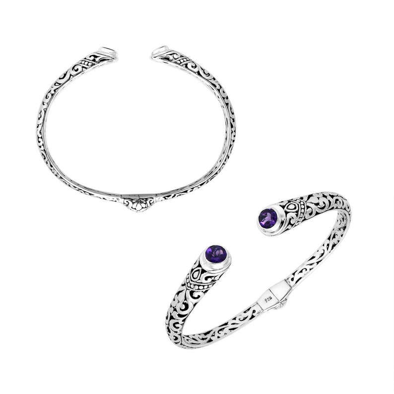 Sterling Silver Bangle With Gemstone