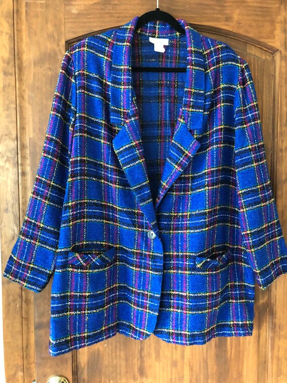 Vintage oversized tweed plaid blazer by Roaman’s
