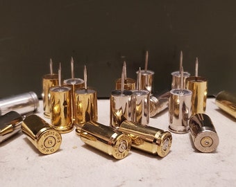 Brass push pins 9mm, 10 per order.