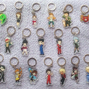 Phoenix Wright, Apollo Justice and Miles Edgeworth Investigations Acrylic Keychains/Charms