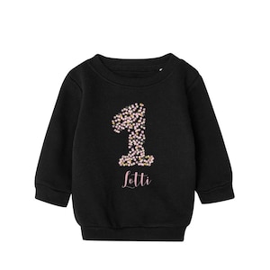 1 Geburtstagssweatshirt mit Wunschname | Pullover für Kinder zum 1. Geburtstag | erster Geburtstag Baby langarm Shirt