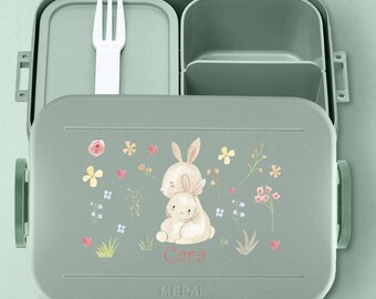 Mepal Take a break midi Bento Box Brotdose | Personalisierte Bento Brotdosen mit niedlichem Häschen für Kita, Schule und Kindergarten