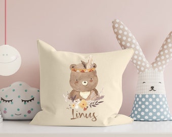 Birth pillows with cute animals as a gift for our little ones | Cotton pillow with name