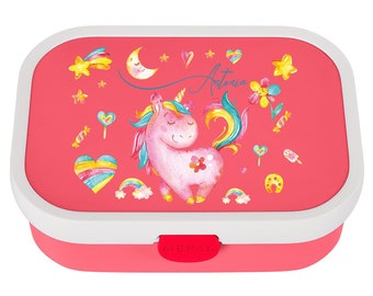 Mepal lunch box with desired name | Personalized lunch box with cute unicorn for kindergarten / kindergarten or school
