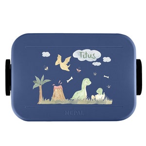 Mepal Lunchbox Take a break with desired name | Personalized lunch box with a cute dinosaur / for daycare, kindergarten or school