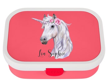Mepal lunch box with desired name | Personalized lunch box with unicorn for daycare / kindergarten or school