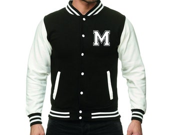 Herren College Jacke mit Initiale | Personalisierte College Jacke mit Wunschbuchstabe oder Zahl im College-Look | Verschiedene Farben