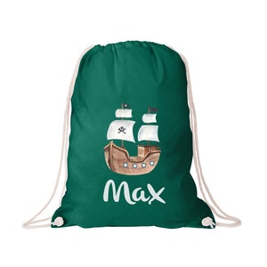 Cloth bag with a cute pirate ship / gym bag for daycare / kindergarten or school / sports bag for children