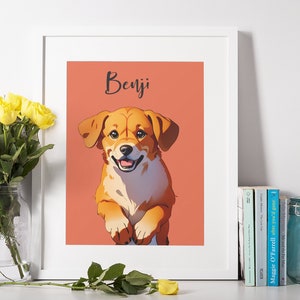 Custom Dog Portrait | personalized illustration | Great gift for the wife of the family | Cartoon portrait