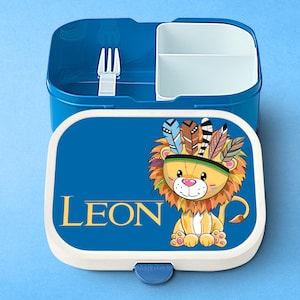 Boîte à lunch Mepal pour la garderie, la maternelle, l'école et le travail | Boîte à lunch pour garçons et filles | Boîte à goûter personnalisée avec motif lion