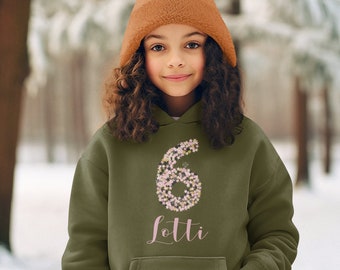 Children's hoodie for a birthday with stars 6 and your desired name | 6th birthday hoodie