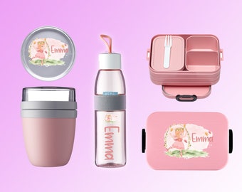 Mepal take a break lunch box set with desired name | bento box | Personalized lunch box with a cute fairy for daycare, kindergarten and school