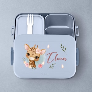 Boîte à lunch Mepal Bento personnalisée avec un joli motif girafe pour la crèche, la maternelle et l'école | Boîte à lunch | Boîte à goûter | Boîte à pain