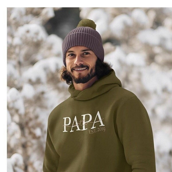 Papa Hoodie est. met de namen van de kinderen / Gepersonaliseerd cadeau voor de beste papa met de naam(en) van de kinderen Cadeau voor Vaderdag