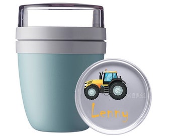 Mepal Lunchpot Ellipse Mini personnalisé avec le nom souhaité | Tasse de petit déjeuner dans un tracteur jaune cool