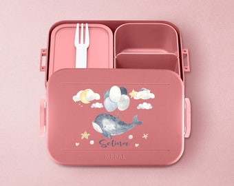 Personalized Mepal Take a break midi lunch box with compartments | Personalized lunch box with a cute whale