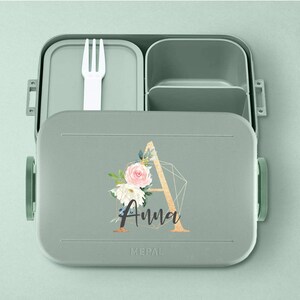 Personalisierte Mepal take a break Lunchbox mit eigenem Buchstaben und Wunschnamen Schöne Lunchbox mit Bento Box nordic-sage