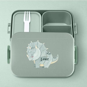 Boîte à lunch Mepal personnalisée Prenez une pause | Boîte à lunch Bento personnalisée avec un joli dinosaure. Pour garderie, maternelle, école