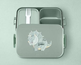 Personalized Mepal Take a break lunch box | Personalized Bento lunch box with cute dinosaur. For daycare, kindergarten, school