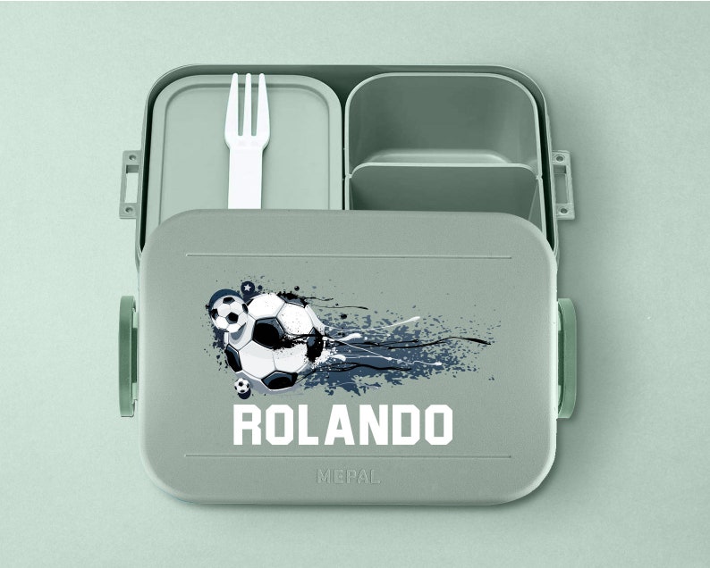 Mepal Take a Break Soccer Luchbox with Name Personalized Soccer Bento Box Lunch Box Nordic-Sage