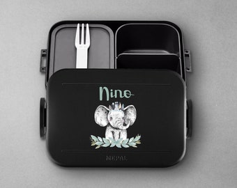 Mepal Bento Lunchbox & Bento Brotdose | Take a break Midi | Brotdose mit Name | Personalisierte Brotdose mit niedlichem Elefanten