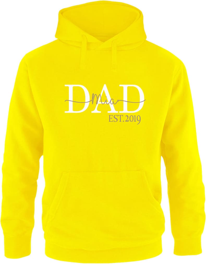 Dad Hoodie / Personalized Gift for the Best Dad Gift for Father's Day / DAD sweater with desired name Yellow