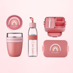 Personalisiertes Mepal take a break Luchbox Set mit Bento Einsatz und Trinkflasche & Lunchpot mini als Set für den Kindergarten und Schule Vivid-Mauve