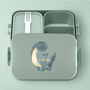 Boîte à lunch Mepal personnalisée | Boîte à lunch Bento personnalisée avec un joli dinosaure | Pour garderie, maternelle, école | Boîte à collations