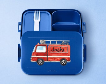 Personalized Mepal take a break lunch box and cool fire brigade / Personalized lunch box with compartments for daycare, kindergarten, school