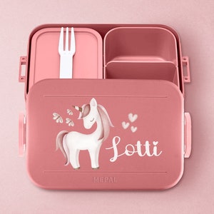Boîte à lunch personnalisée Mepal Take a Break avec une jolie licorne et un insert Bento pour la garderie, la maternelle et la boîte à lunch de l'école / inscription scolaire