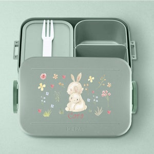 Personalisierte Mepal Take a Break midi Brotdose mit Bentobox und Fächern Personalisierte Mepal Lunchbox midi mit Bohemian Hasen Bild 1