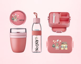 Personalisiertes Mepal take a break Luchbox Set mit Bento Einsatz und Trinkflasche & Lunchpot mini als Set für den Kindergarten und Schule