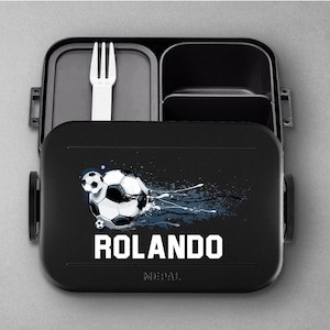 Mepal Take a Break Football Luchbox avec nom | Boîte à lunch personnalisée avec boîte à bento de football
