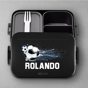 Mepal Take a Break Soccer Luchbox with Name Personalized Soccer Bento Box Lunch Box Nordic-Black