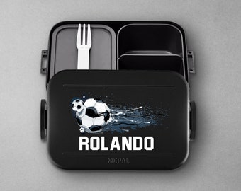 Mepal Take a Break Fussball Luchbox mit Name | Personalisierte Brotdose mit Fussball Bento Box Lunchbox