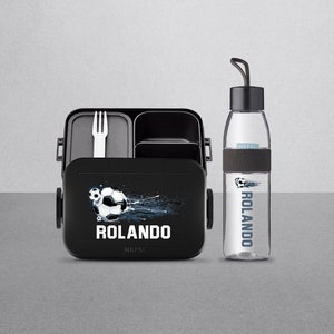 Coffret à lunch personnalisé Mepal avec imprimé football cool | Boîte à lunch et bouteille d'eau personnalisées pour garderie, maternelle, école