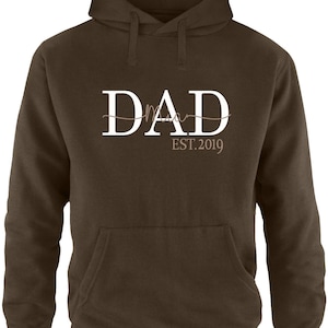 Dad Hoodie / Personalized Gift for the Best Dad Gift for Father's Day / DAD sweater with desired name Brown