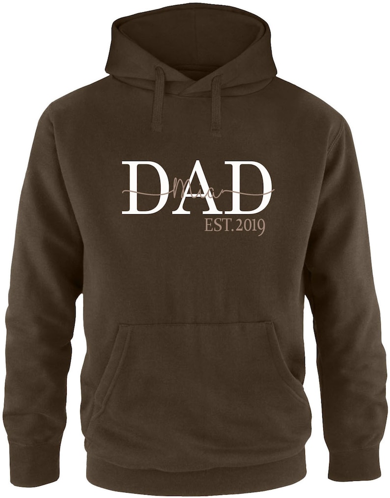 Dad Hoodie / Personalized Gift for the Best Dad Gift for Father's Day / DAD sweater with desired name Brown