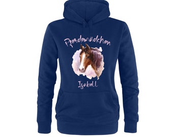 Pullover mit Wunschname / Personalisierter Pulli mit Pferdeaufdruck / Pferdemädchen