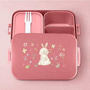 Boîte à lunch midi Mepal Take a Break personnalisée avec boîte bento et compartiments Lunchbox midi Mepal personnalisée avec des lapins bohèmes Vivid-Mauve