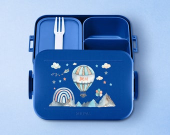 Boîte à lunch Mepal Take a break personnalisée avec compartiments| Boîte à lunch Bento personnalisée avec montgolfière pour garderie, maternelle et école