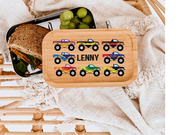 Personalisierte Nachhaltige Lunchbox Aus Bambus Mit Coolem Monstertruck Fr  Die Kita Und Schule - Etsy
