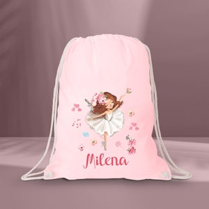 Fabric bag with cute ballerina / gym bag for daycare / kindergarten or school / ballet bag