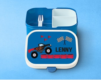 Personalized Mepal Campus lunch box with compartments | Bento Box Personalized lunch box with cool monster truck for kindergarten and school