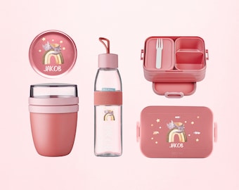 Personalisiertes Mepal Brotdosen im Set | Brotdose & Trinkflasche und Lunchpot als Set für Kindergarten und Schule mit liebevollem Drachen