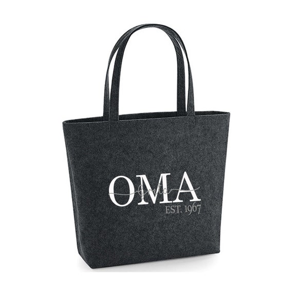 Mooie gepersonaliseerde vilten tassen voor mama oma met naam en geboortedatum Gemaakt van gerecycled plastic boodschappentas Etsy Nederland