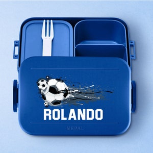 Mepal Take a Break Soccer Luchbox with Name Personalized Soccer Bento Box Lunch Box Vivid-Blue