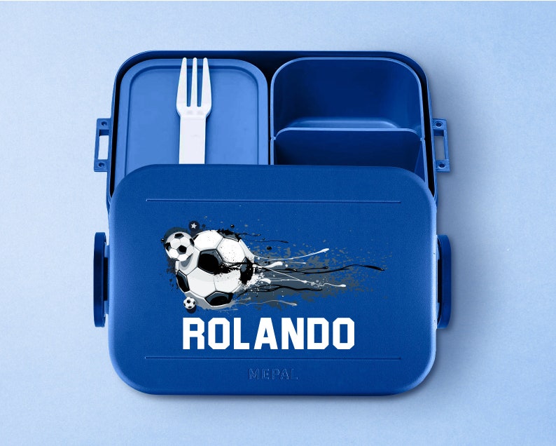 Mepal Take a Break Soccer Luchbox with Name Personalized Soccer Bento Box Lunch Box Vivid-Blue